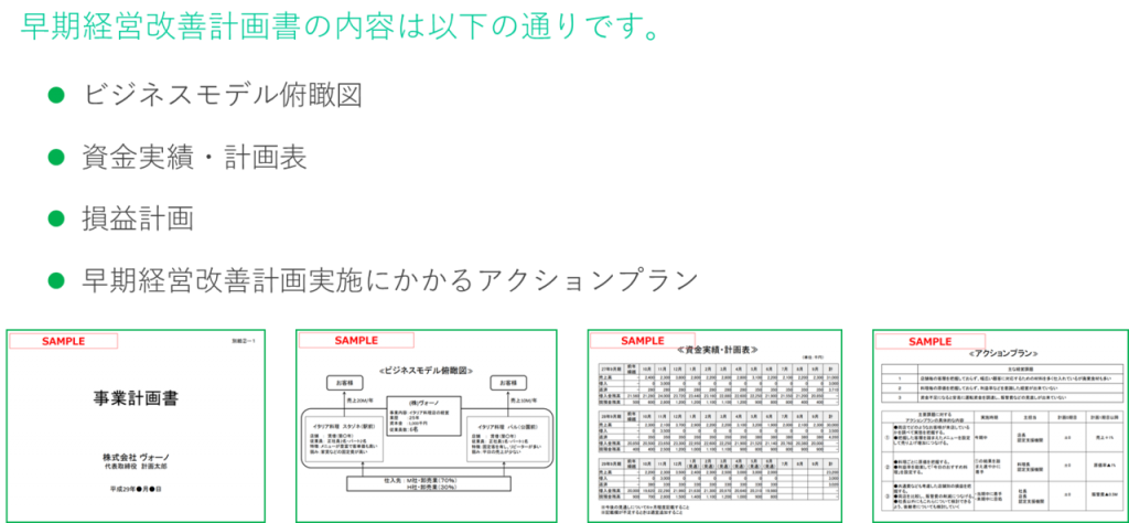 早期経営改善計画書詳細